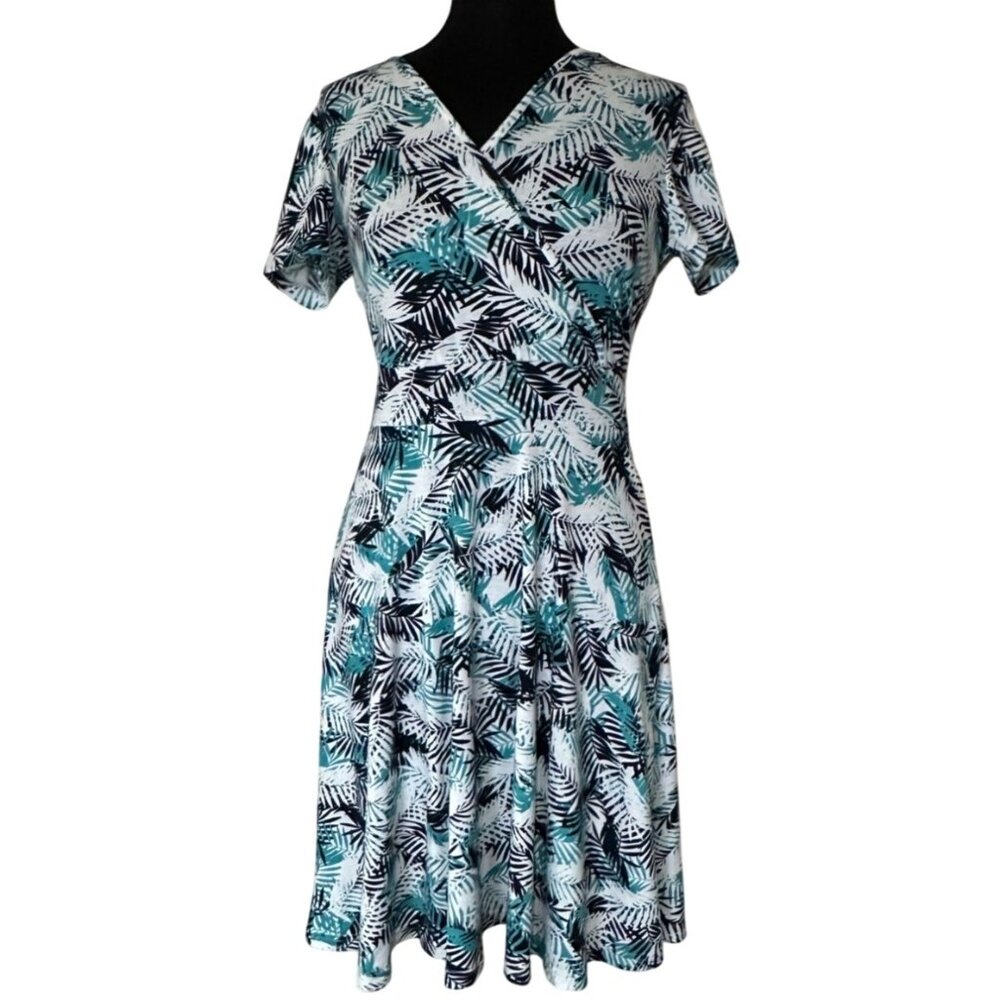 MS Basic Brand Midi Sundress V-neck Tropical Theme 100% Polyester Women's Size M